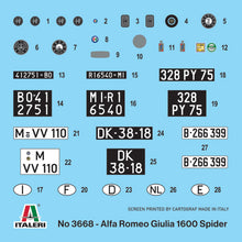Load image into Gallery viewer, Alfa Romeo Giulia 1600 Spider 1:24