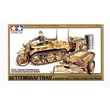 Load image into Gallery viewer, Kettenkraftrad w/Infantry cart and Goliath Demolition Vehicle 1:48