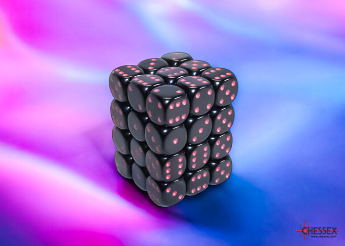 Chessex - Opaque 12mm D6 Dice Block - Black/Pink