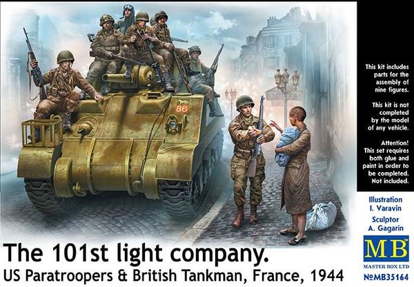 The 101st light company. US Paratroopers & British Tankmen, France 1944 1:35 scale