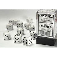 Chessex - Opaque 16mm D6 Dice Block - White w/Blackh