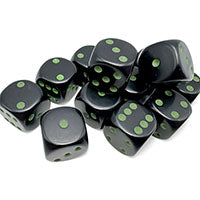 Chessex - Opaque 16mm D6 Dice Block - Black/Green