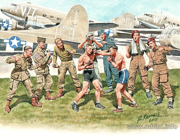 British and American Paratroopers 'Friendly Boxing Match' 1:35