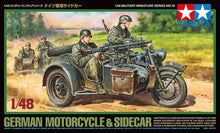 Load image into Gallery viewer, German Motorcycle &amp; Sidecar includes Driver and Passenger 1:48
