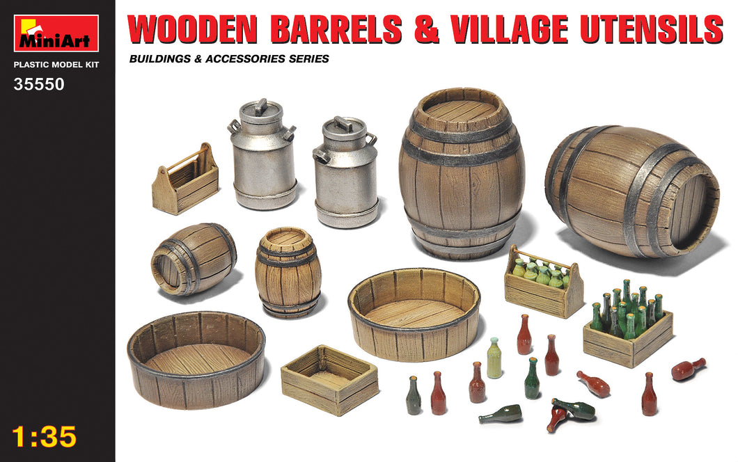 Wooden Barrels and Village Utensils 1:35