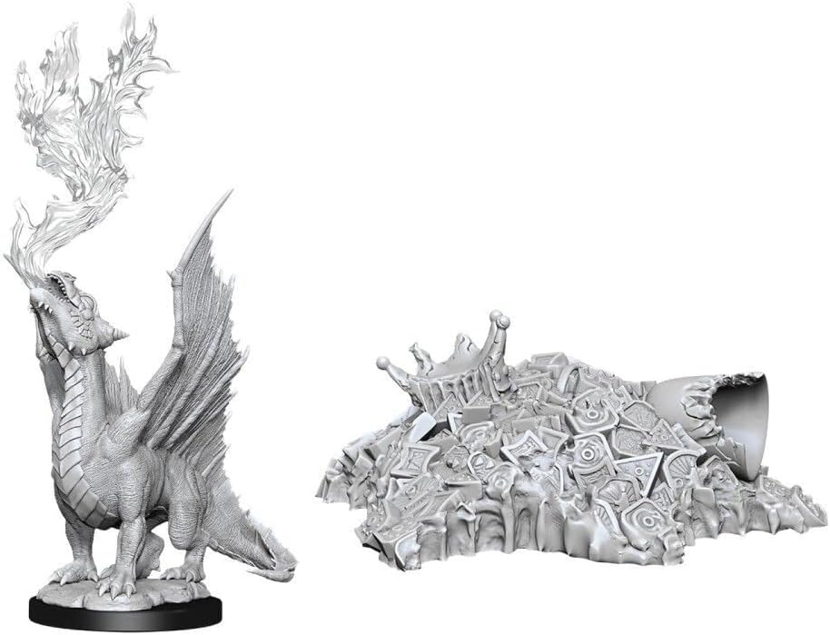 D&D Nolzurs Marvelous Miniatures: Gold Dragon  Wyrmling & Small Treasure Pile - Wave 11