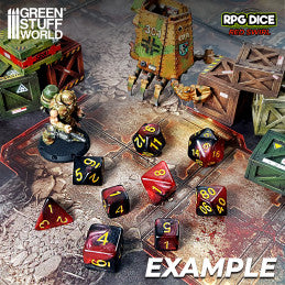 D20 20mm Color RED/BLACK MARBLE (5pc pack)