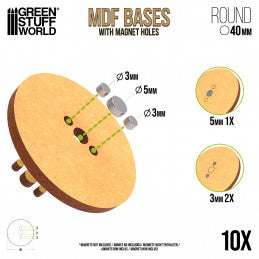 MDF Round Bases - 40mm (Packed 10)