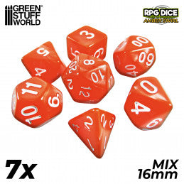 RPG Dice MIX 16mm - Orange (7pc pack)