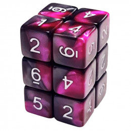 (Dice MIX D6 16mm Color PURPLE/BLACK MARBLE (12pc pack)