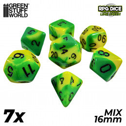 Dice MIX 16mm - Lime Green (7pc pack)