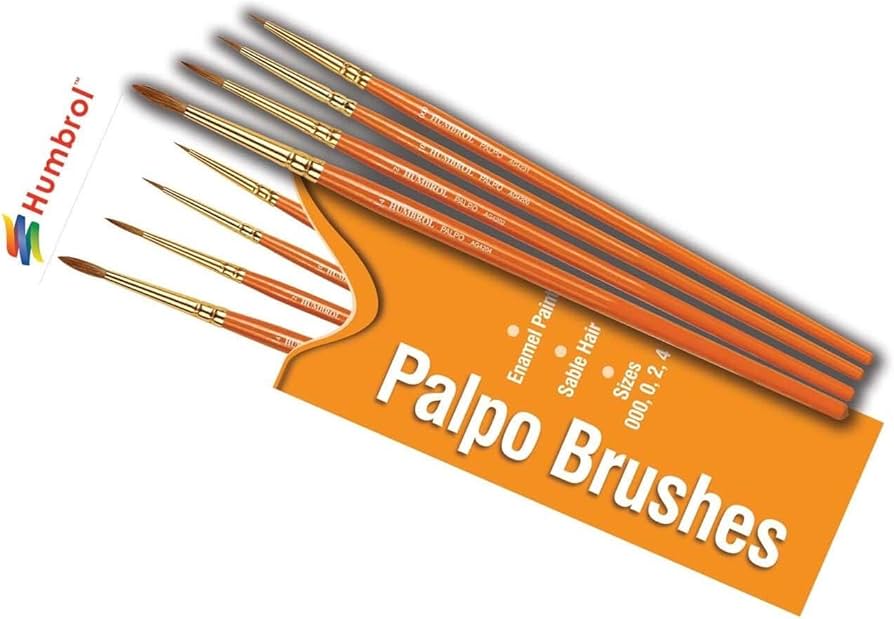 Humbrol Palpo Sable Hair 4-Brush Set Sizes 000, 0, 2, 4.