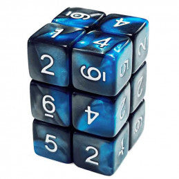 Dice MIX D6 16mm Color BLUE/BLACK MARBLE (12pc pack)