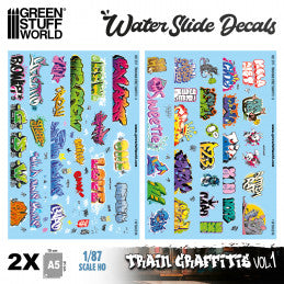 Waterslide Decals - Train Graffiti  Vol.1 - 1/87 scale HO