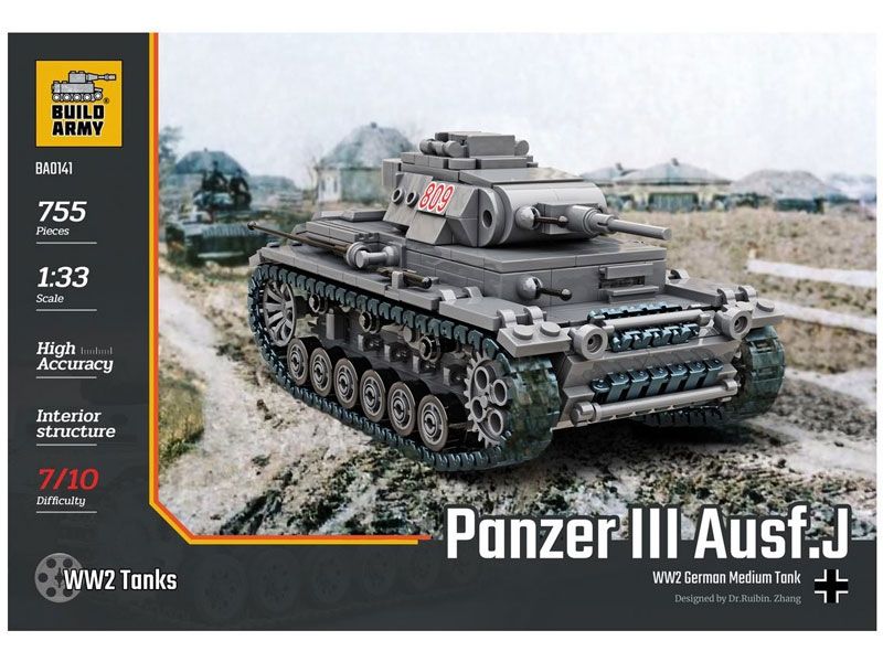Panzer III Ausf.J - WWII German Medium Tank (Build Army Bricks)