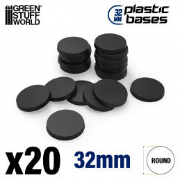 Plastic Bases - Round 32mm - Hollow BLACK