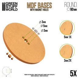 MDF Bases - Round 90mm (X5)
