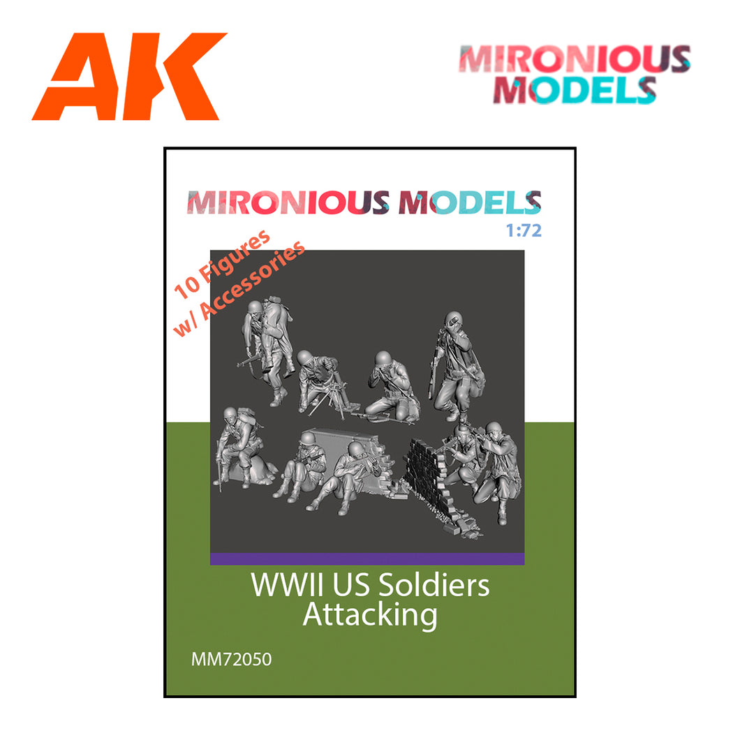 WWII US Soldiers attacking 1:72
