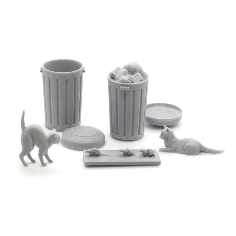 Garbage cans, cats and rats 1:35 (Resin)