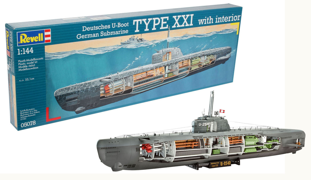 U-Boat Type XXI, with Interior, 1:144