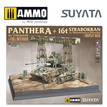 Load image into Gallery viewer, Panther A w/ Zimmerit &amp; Full Interior + 16T Strabokran w/ Maintenance Diorama &amp; Display Base 1:48
