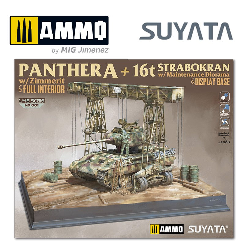 Panther A w/ Zimmerit & Full Interior + 16T Strabokran w/ Maintenance Diorama & Display Base 1:48