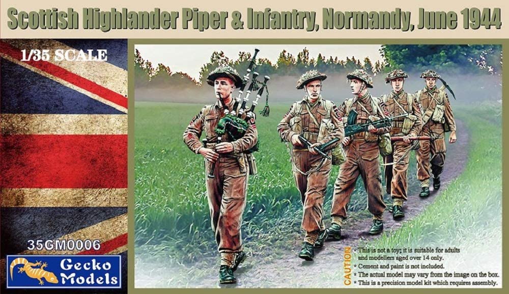 Scottish Highlander Piper and Infantry, Normandy 44 1:35