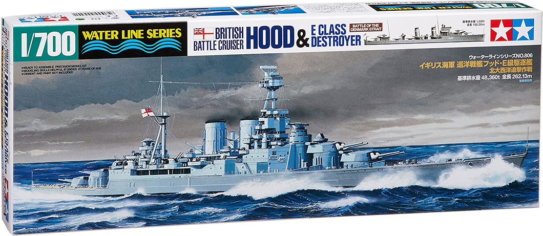British Battle Cruiser Hood & E Class Destroyer 1:700