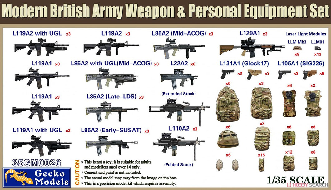 Modern British Army Weapon and Personal Equipment set 1:35
