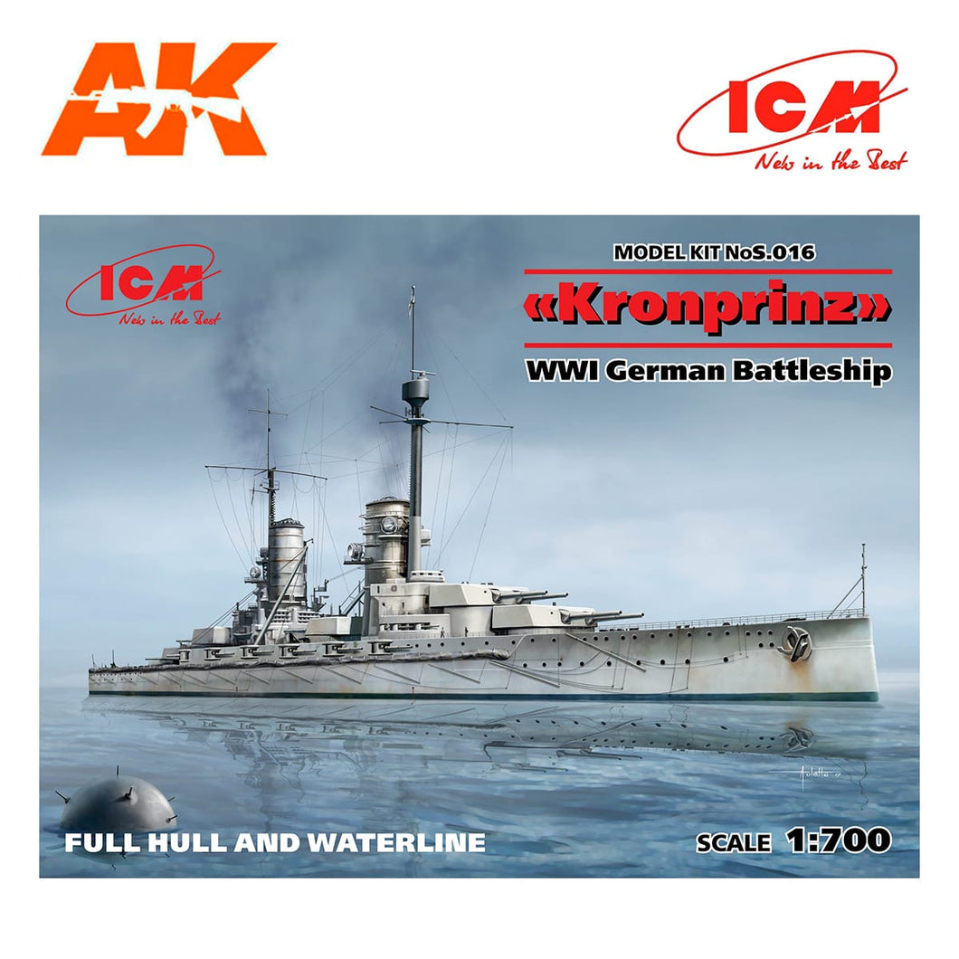 Kronprinz WWI German Battleship 1:700