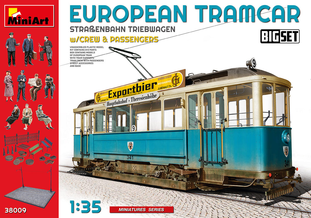 European Tram Car Strabenbahn Triebwagen 641 w/crew & Passengers 1:35