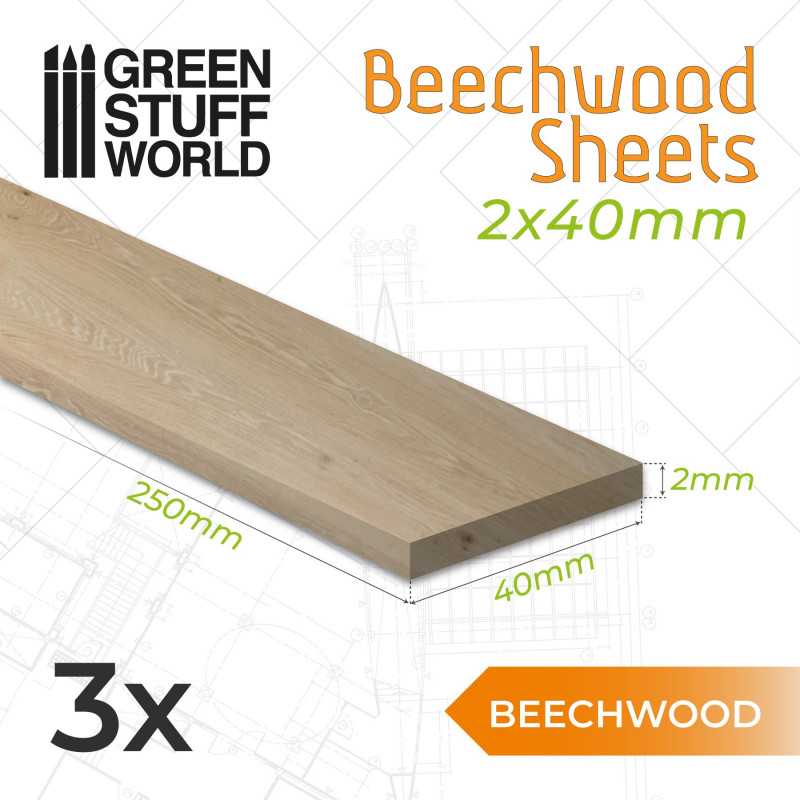 Beechwood Sheet 2x40x250mm 3 units