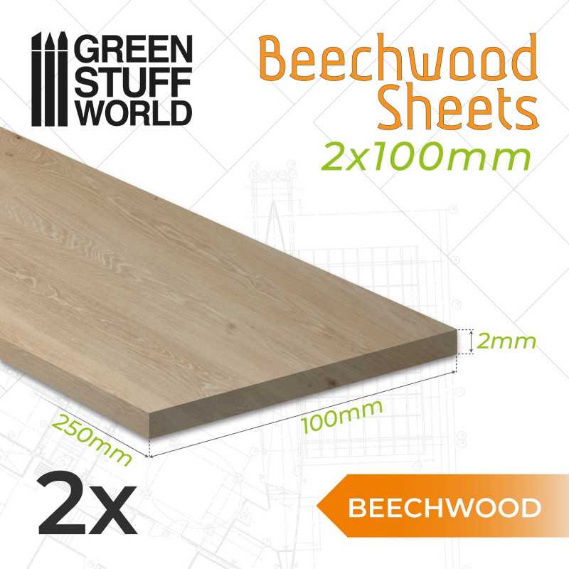 Beechwood sheet 2x100x250mm 2 Units