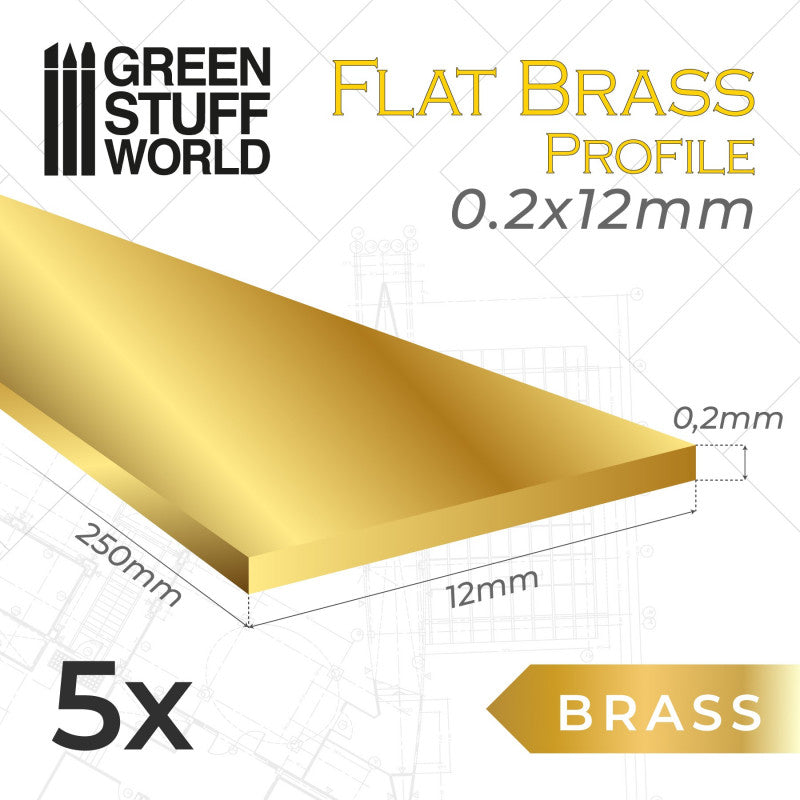 FLAT Brass profile 0.2x12mm (Pack x5)