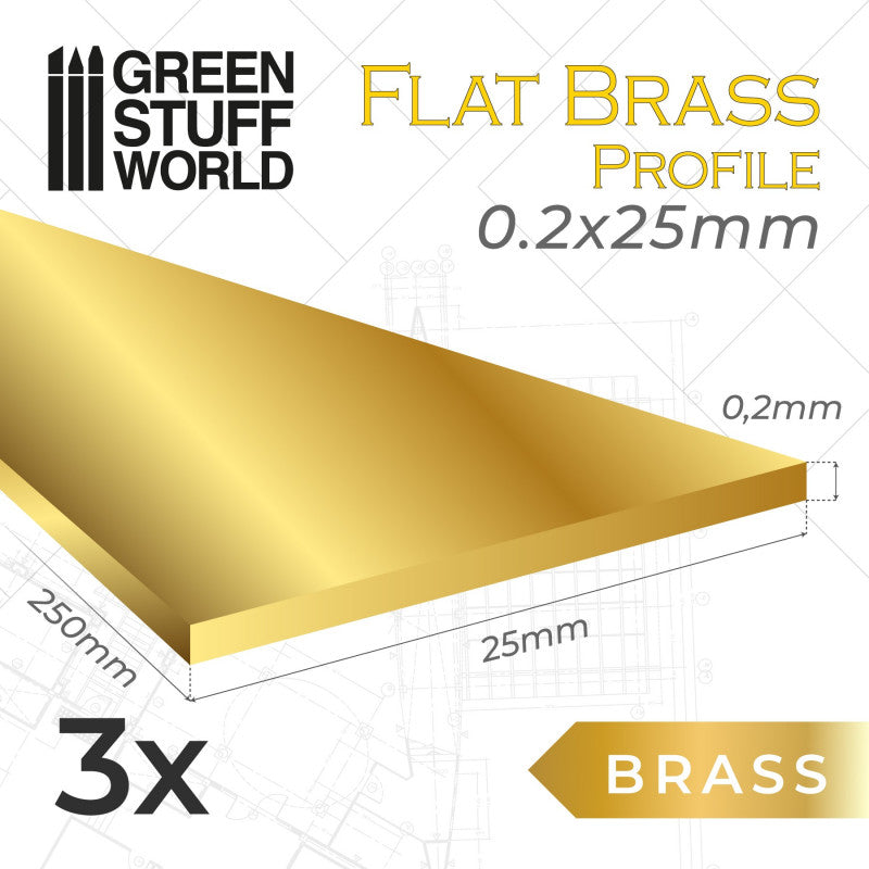 FLAT Brass profile 0.2x25mm (Pack x3)