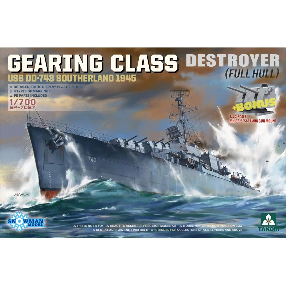 Gearing Class Destroyer (Full Hull) USS DD743 Southerland 1945 1:700