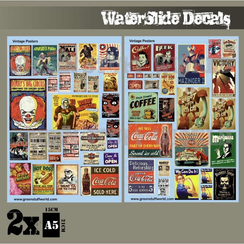Water slide Decals - Vintage Posters